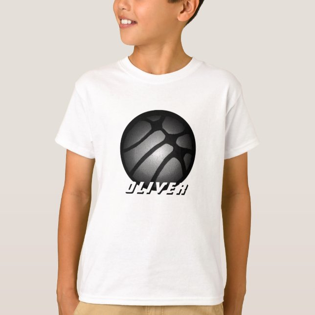 Camiseta Plata Metálica Negro Baloncesto Ball Nombre T-Shir (Anverso)
