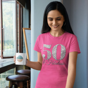 Camiseta Plata Purpurinoso 50 y rosa fabuloso