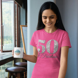 Camiseta Plata Purpurinoso 50 y rosa fabuloso