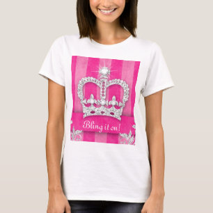 Camiseta Plata rosada linda de princesa Crown Bling It On