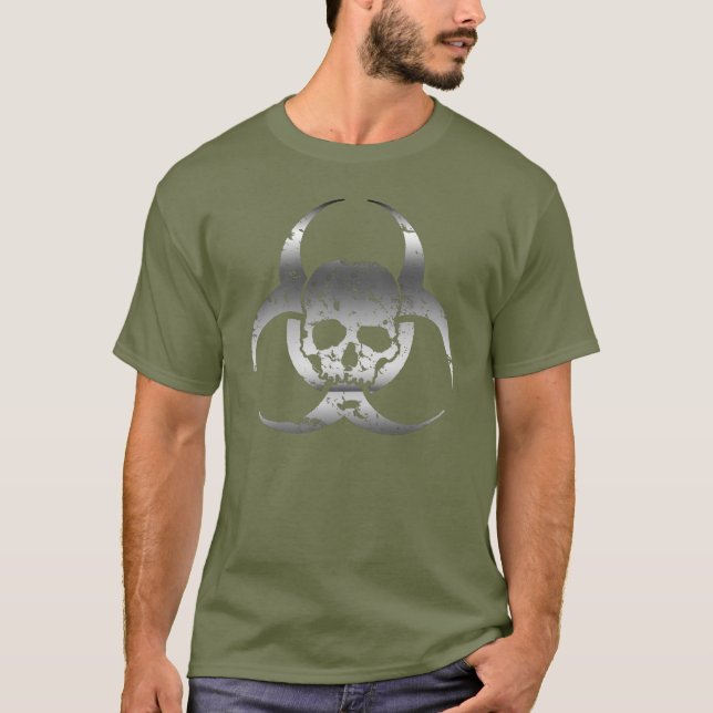 Camiseta Plata y Gris Biohazard y Calavera (Anverso)
