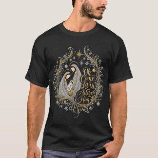 Camiseta Plata y oro florecen amigo retro Natividad