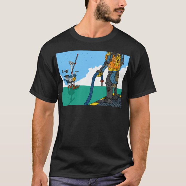 Camiseta Plataforma solar. Plataforma petrolera futurista.  (Anverso)
