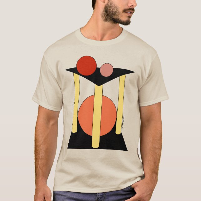 Camiseta Plataformas abstractas, pilares y círculos (Anverso)