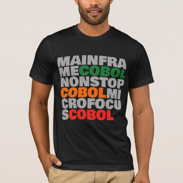 Camiseta Plataformas COBOL - Mainframe, MicroFocus, NonStop (Anverso)