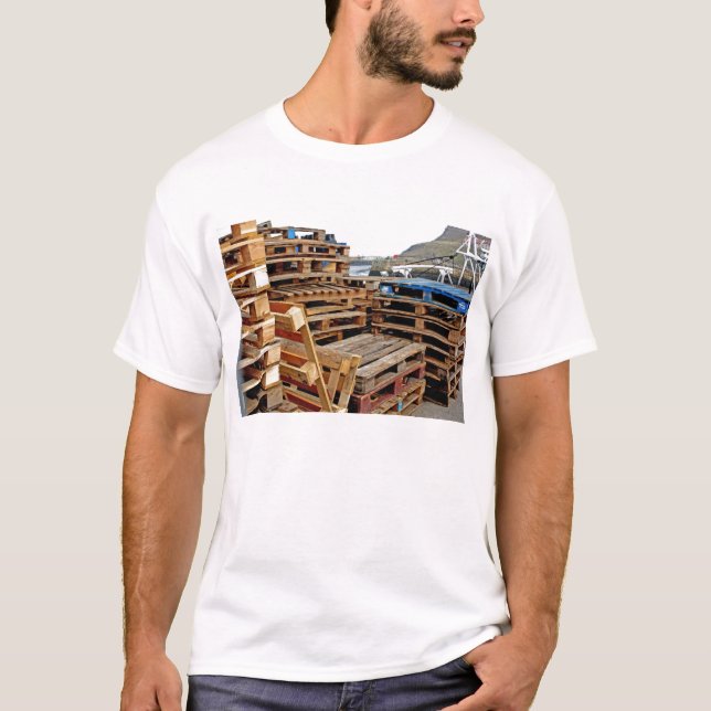 Camiseta Plataformas de madera en el blanco adulto de la (Anverso)