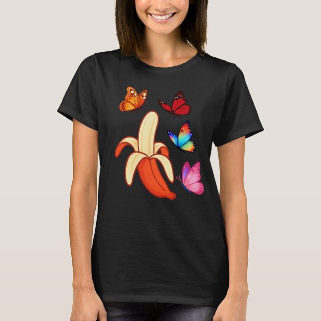 Camiseta Plátano artístico con mariposas (Anverso)