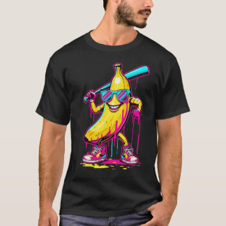 Camiseta Plátano Con Bate De Béisbol Calle Divertido Béisbo