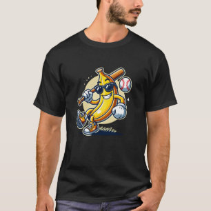 Camiseta Plátano Jugando Béisbol Amante de la Fruta Jugador