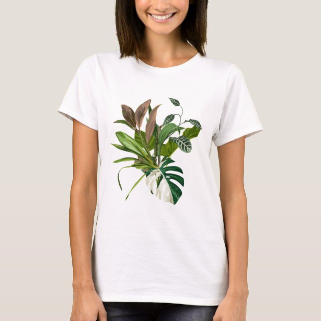 Camiseta Plátano tropical de palma y hojas exóticas. (Anverso)