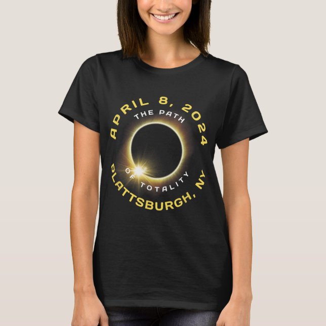 Camiseta Plattsburgh New York Solar Eclipse Totalidad Abril (Anverso)