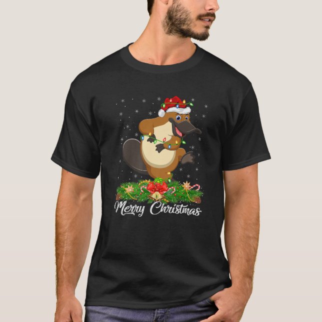 Camiseta Platypus Lover Animal Coincidiendo con Santa Hat P (Anverso)