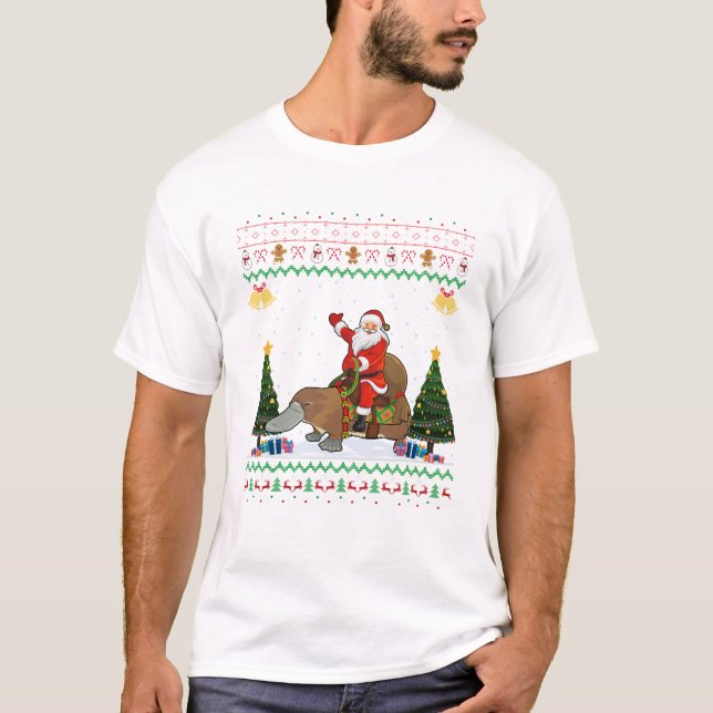 Camiseta Platypus Ugly Xmas Gift Santa Riding Platypus Chri (Anverso)