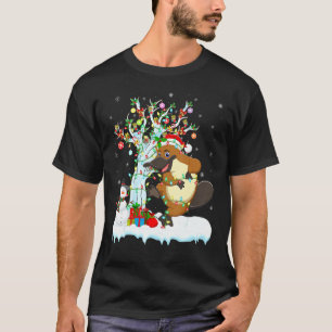 Camiseta Platypus Xmas Tree Lighing Santa Hat Platypus Chr