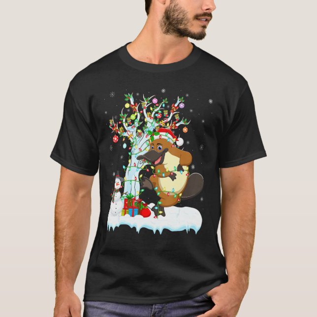 Camiseta Platypus Xmas Tree Lighing Santa Hat Platypus Chr (Anverso)