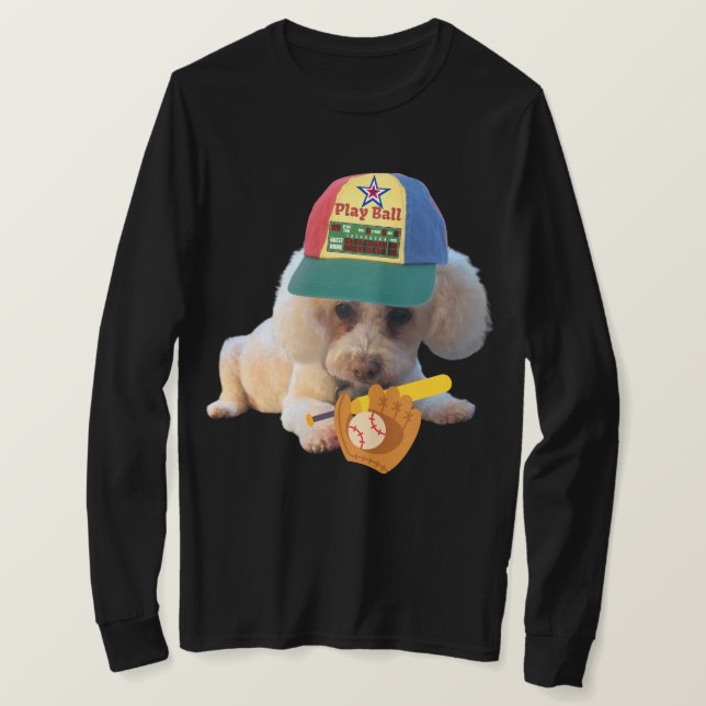 Camiseta Play Ball Poodle Men's Longsleeve TShirt (Anverso del diseño)