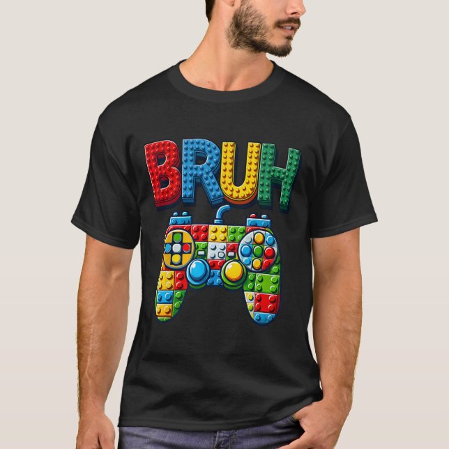 Camiseta Play Building Blocks Bruh Saying Gamer Boys Brick  (Anverso)