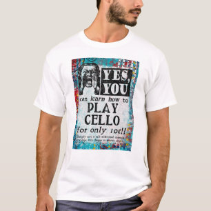 Camiseta Play Cello - Funny Anuncio de época