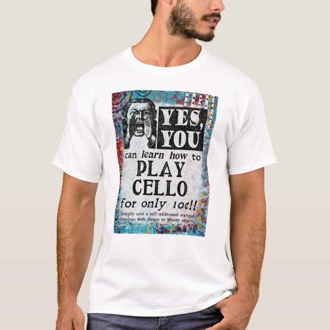 Camiseta Play Cello - Funny Anuncio de época (Anverso)