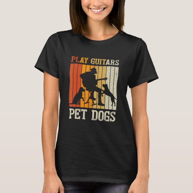 Camiseta Play Guitars Pet Dog Retro Music Guitarist Animal (Anverso)
