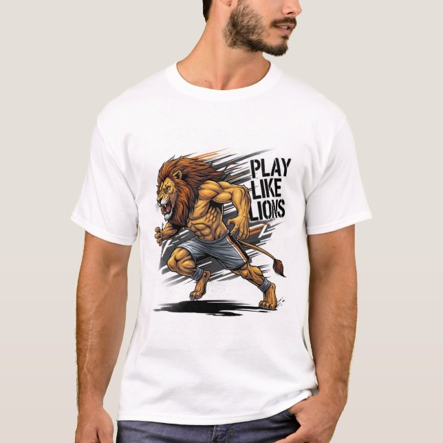 Camiseta Play Like  Lion – Moroccan Flag Power & Football  (Anverso)