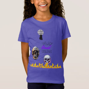 Camiseta Play Loud Songs Skull Flame Purple Kids