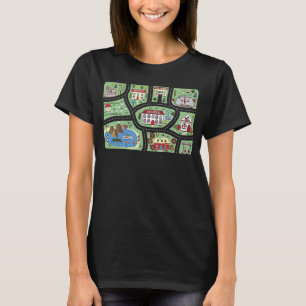 Camiseta Play Mat Street Rug Train City Motif Retro