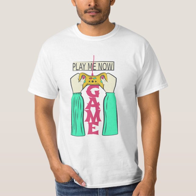 Camiseta Play Me Now – Retro Gaming Controller Design (Anverso)