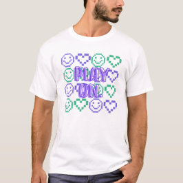 Camiseta Play On & Gaming Style Pixelated Elements