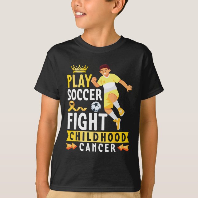Camiseta Play Soccer Fight Childhood Cancer Gold Ribbon Awa (Anverso)
