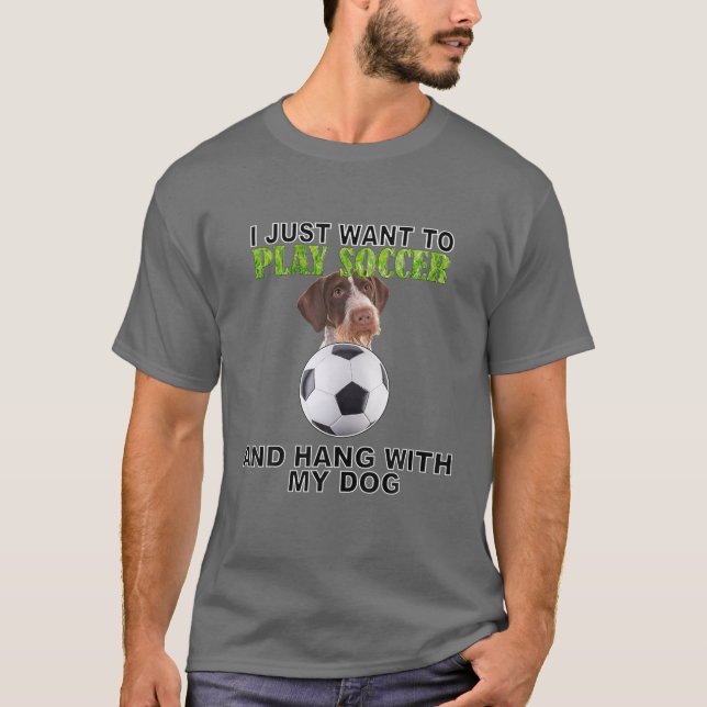Camiseta Play Soccer Hang W Dog Pointers Alemán Cableado (Anverso)