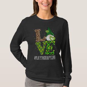 Camiseta Play Therapy Love St Patricks Day Gnome Leopard Wo