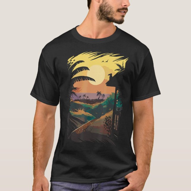 Camiseta Playa Aloha Hawaii Hawaii Isla Hawái Palm Trees (Anverso)