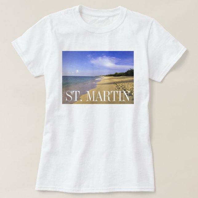 Camiseta Playa Baie Longue Long Bay, St. Martin (Diseño del anverso)