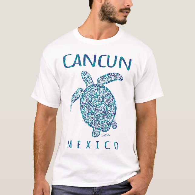Camiseta Playa Cancun México de tortugas marinas (Anverso)