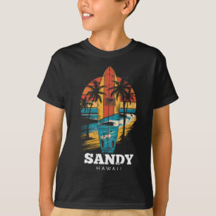 Camiseta Playa de arena Hawái Surfboard Surfing Retro