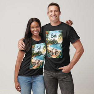 Camiseta Playa de Bali con Bicicleta - Viaje Tropical 