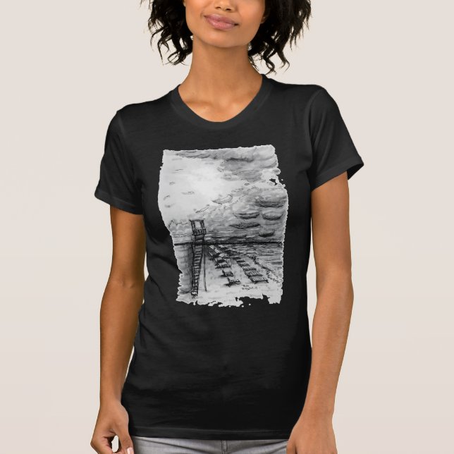 Camiseta Playa de Cancún en blanco y negro (Anverso)