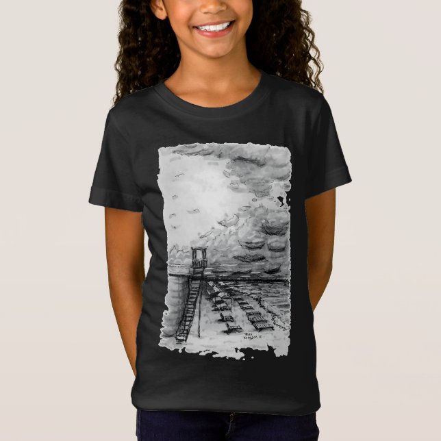 Camiseta Playa de Cancún en blanco y negro (Anverso)