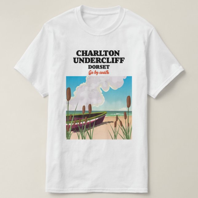 Camiseta Playa de Charlton Undercliff, afiche de viaje de D (Diseño del anverso)
