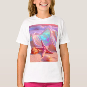 Camiseta Playa de Ensueño con Hermosa Estrella de Mar Rosa
