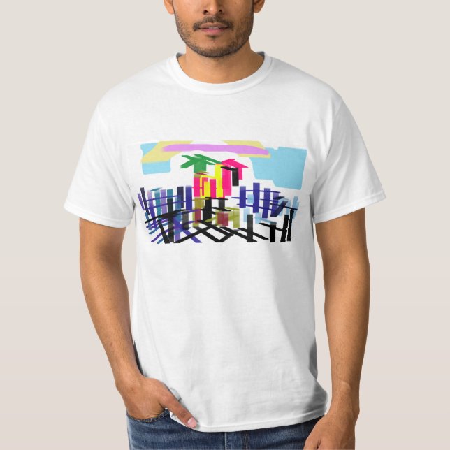 Camiseta Playa de flamencos rosas (Anverso)