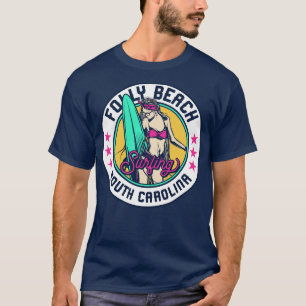Camiseta Playa de Folly South olina South Surfer Babe