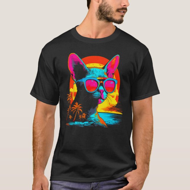 Camiseta Playa de gato Devon Rex (Anverso)