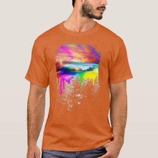 Camiseta Playa de goteo de arco iris