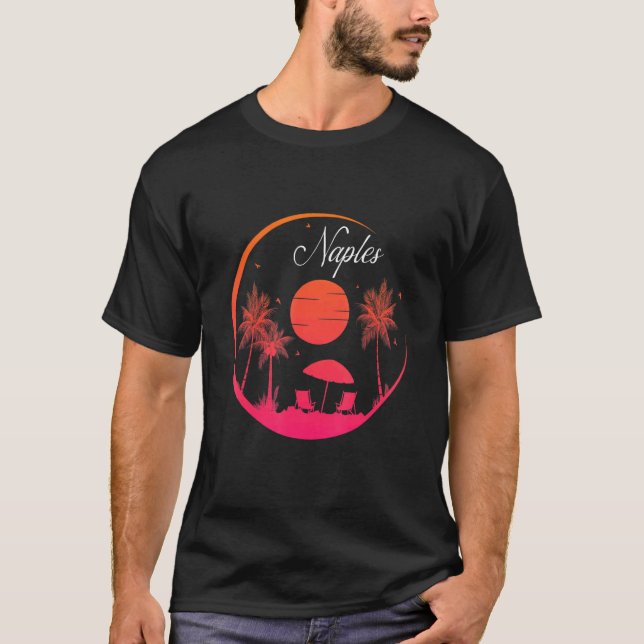 Camiseta Playa de la Ciudad de Nápoles Golfo de México Flor (Anverso)
