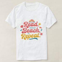 Camiseta Playa de lectura retro repetición verano amante de