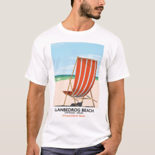 Camiseta Playa de Llanrog, poster costero de Gwynedd Gales