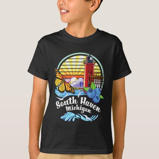 Camiseta Playa de Mariposa Monarca - South Haven Michigan L (Anverso)