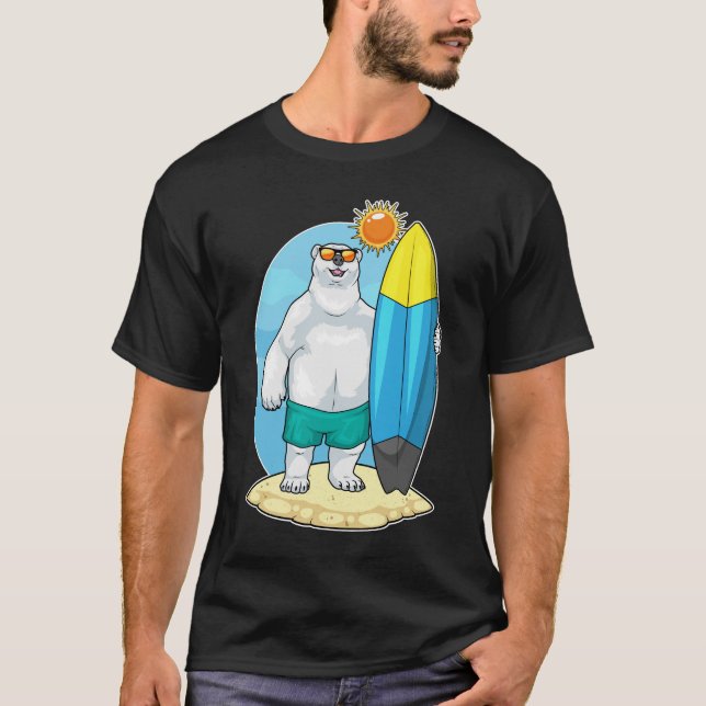 Camiseta Playa de oso polar Tabla de surf Verano (Anverso)